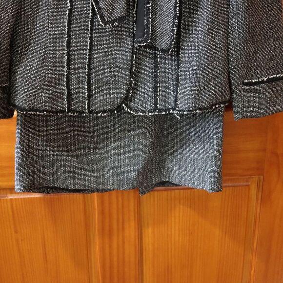 Ellen Tracy Charcoal Black Gray Tweed Skirt Suit 10/12 - Picture 6 of 14